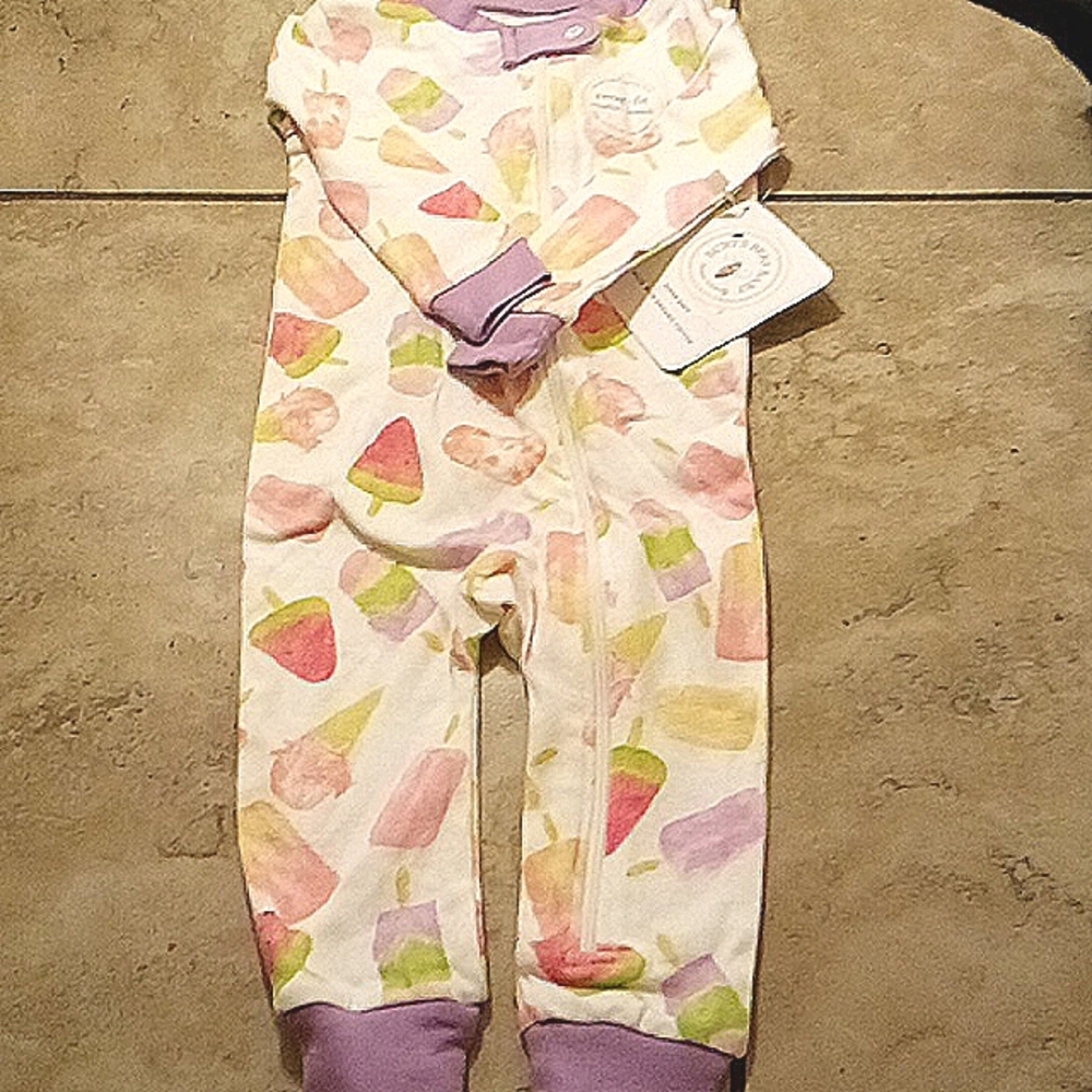 Burt's Bees Baby jammies, size 6-9 months, white with various colors